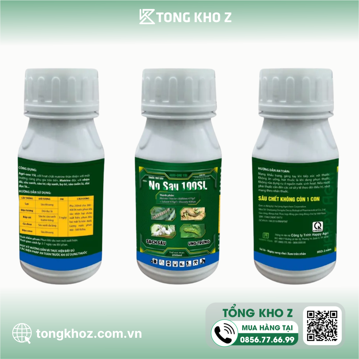 Thông tin chung về Thuốc trừ sâu AGRI - ONE 1SL hiệu NO SAU 100SL