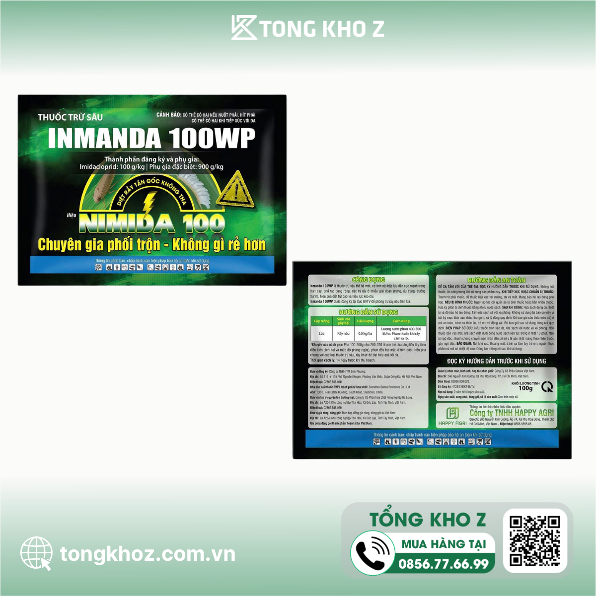 Thông tin thuốc trừ sâu INMANDA 100WP Hiệu NIMIDA 100