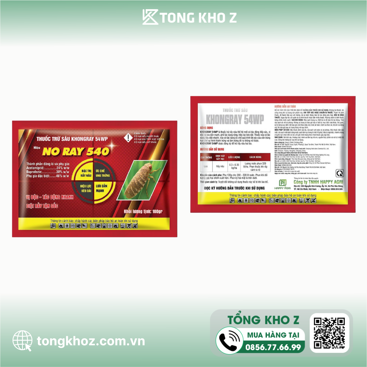 Thông tin Thuốc trừ sâu KHONGRAY 54WP hiệu NO RAY 540
