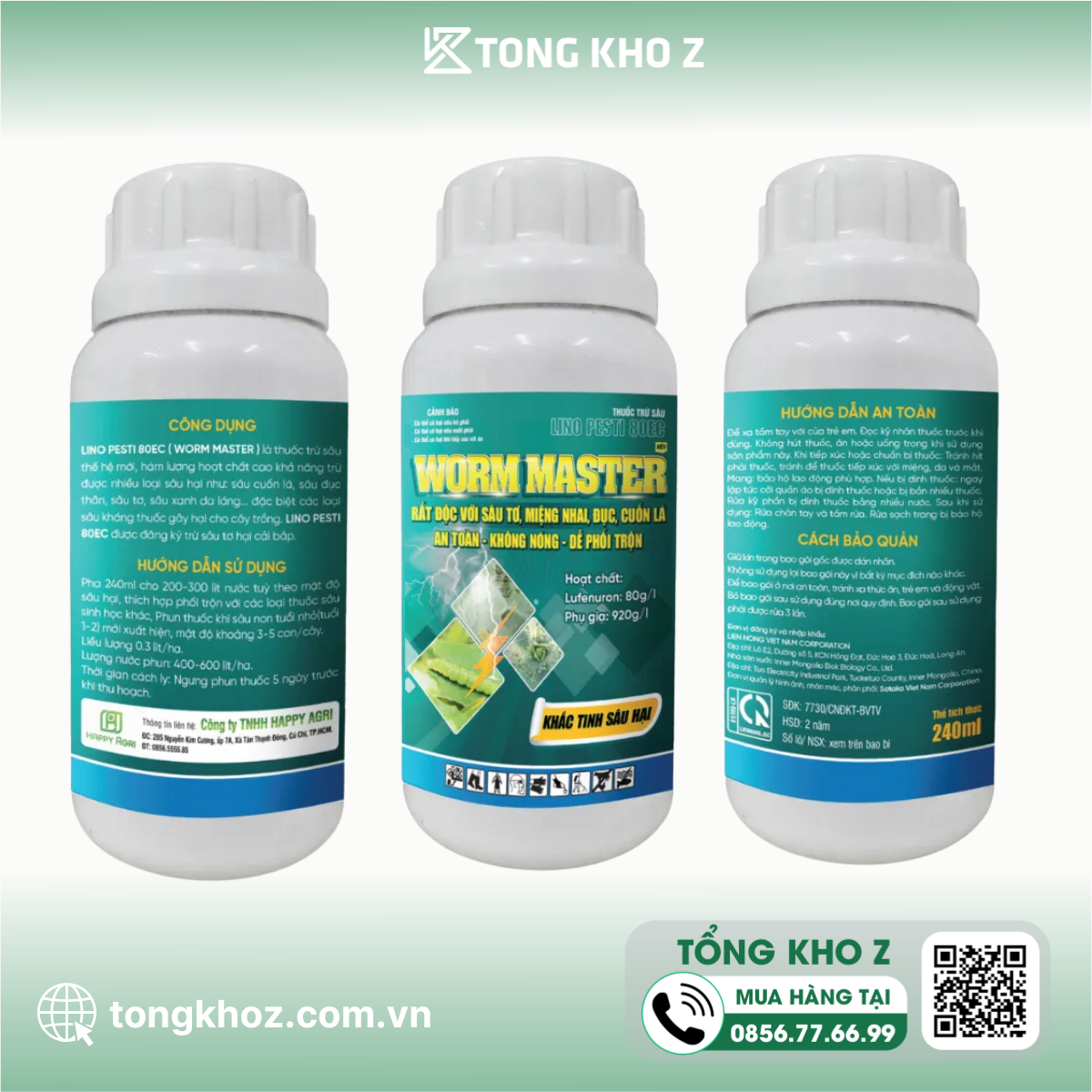 Thông tin Thuốc trừ sâu LINO PESTI 80EC hiệu WORM MASTER