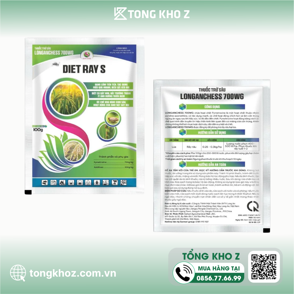 Thông tin chung Thuốc trừ sâu LONGANCHESS 700WG hiệu DIET RAY S