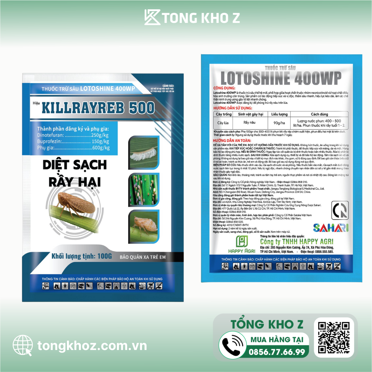 Thông tin chung Thuốc trừ sâu LOTOSHINE 400WP hiệu KILLRAYREB 500