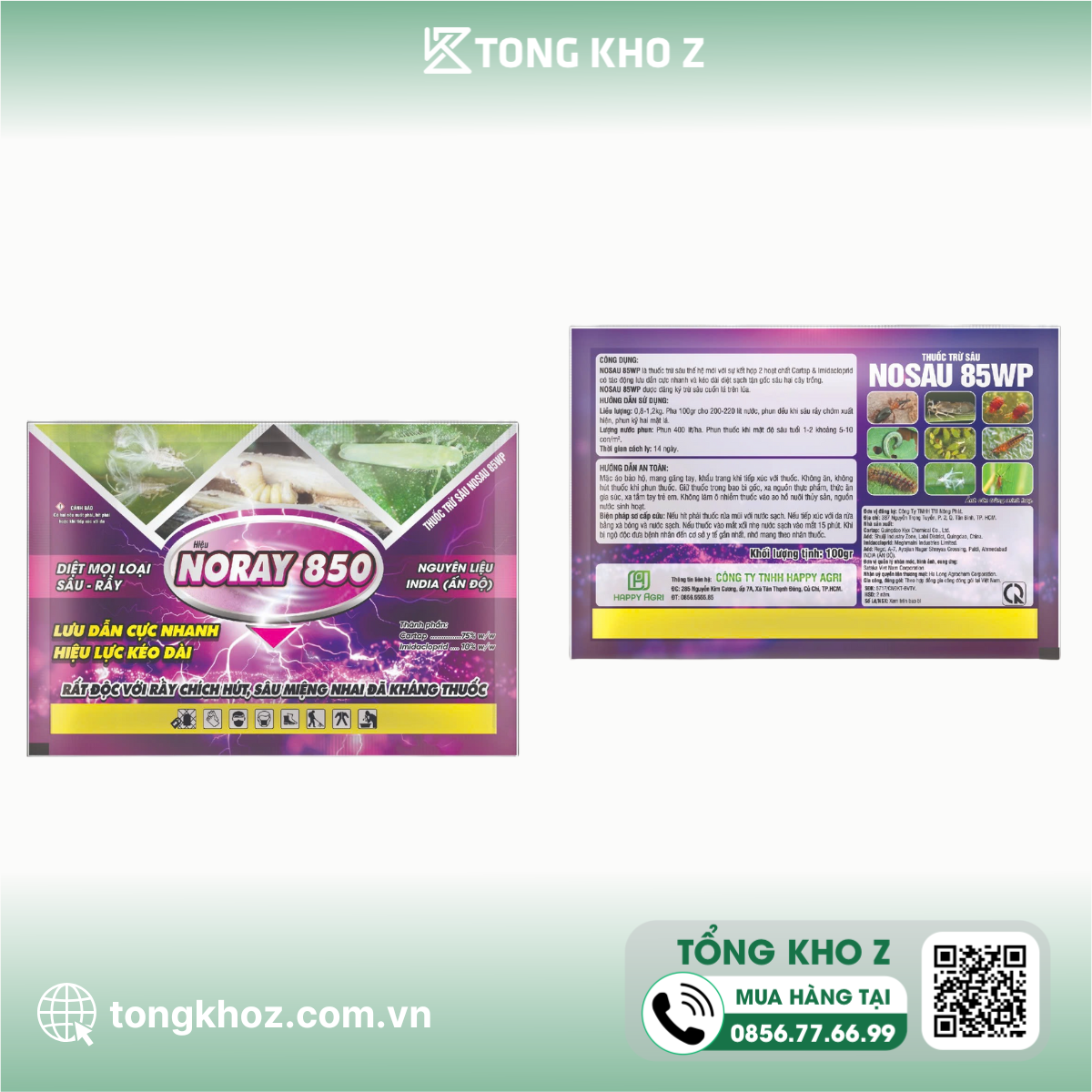 Thông tin chung Thuốc trừ sâu NOSAU 85WP Hiệu NORAY 850