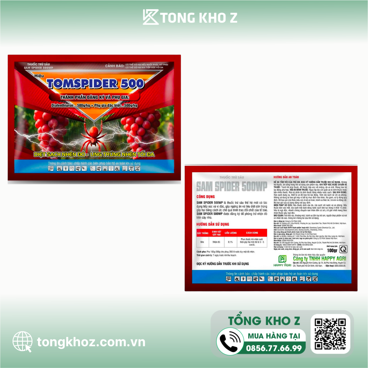 Công dụng Thuốc trừ sâu TOMSPIDER 500WP hiệu SAM SPIDER 500WP